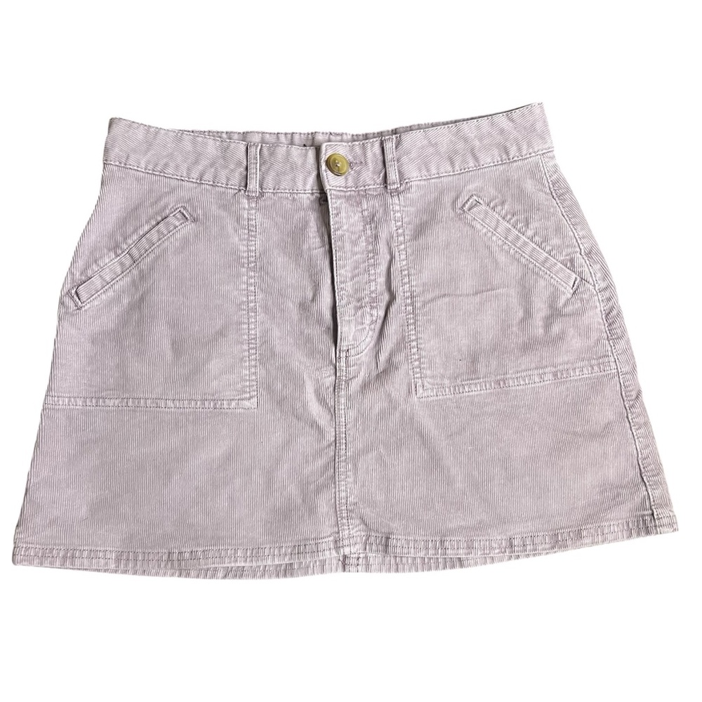 American Eagle Outfitters Light Gray Mini Skirt Corduroy 10 Super Stretch Fall